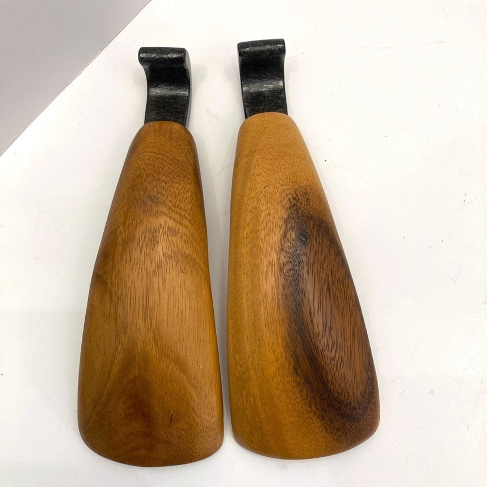 Vintage Shoe Trees Wood Metal 8.5"‎ Long Curved Platypus Bill Shaped